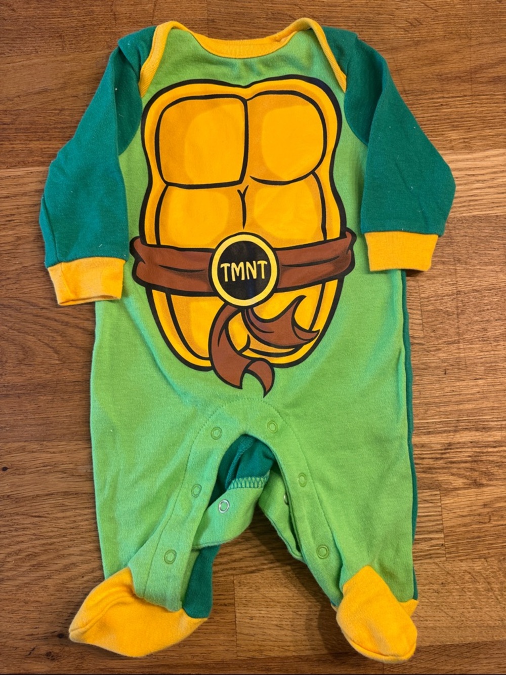 Nickelodeon TMNT Green and Yellow Baby Footed One-Piece